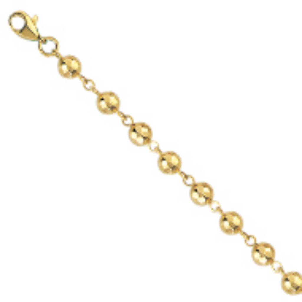 14k Real Gold Honeycomb Diamond-Cut Bead Bracelet 1447$